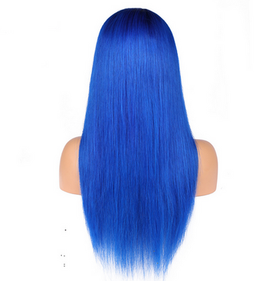 Blue Lace Frontal Wig With Natural Hairline Lisse pré pincée - OSEZ LA WIG