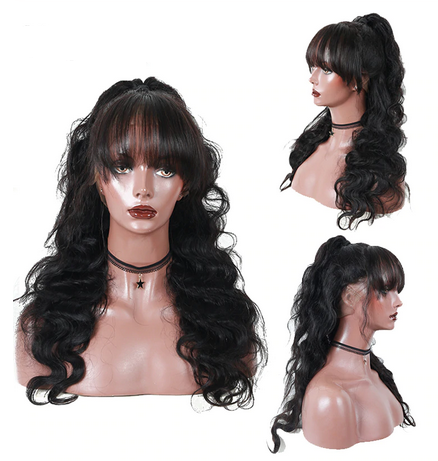 Lace Frontal Wig Body Wave avec frange et Baby Hair pré pincé - OSEZ LA WIG