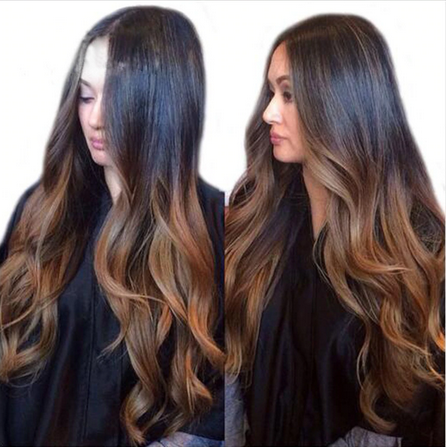 Lace Frontal Wig sans colle avec Baby Hair Color 1B-27 Ombre Marron - OSEZ LA WIG