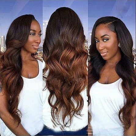 Lace Frontal Wig sans colle avec Baby Hair Color 1B-27 Ombre Marron - OSEZ LA WIG