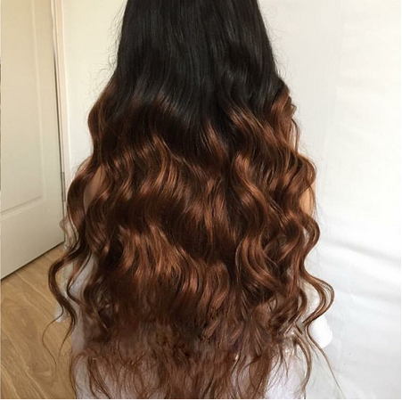 Lace Frontal Wig sans colle avec Baby Hair Color 1B-27 Ombre Marron - OSEZ LA WIG