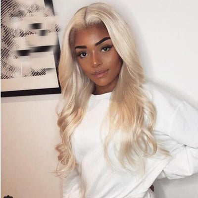 Lace Frontal Wig Loose Wave With Human Hair Pre-Plucked Platinum Blonde - OSEZ LA WIG