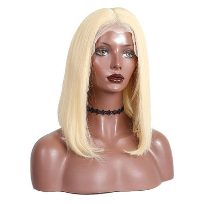 Short Lace Front Bob Wig With Human Hair Blonde - OSEZ LA WIG