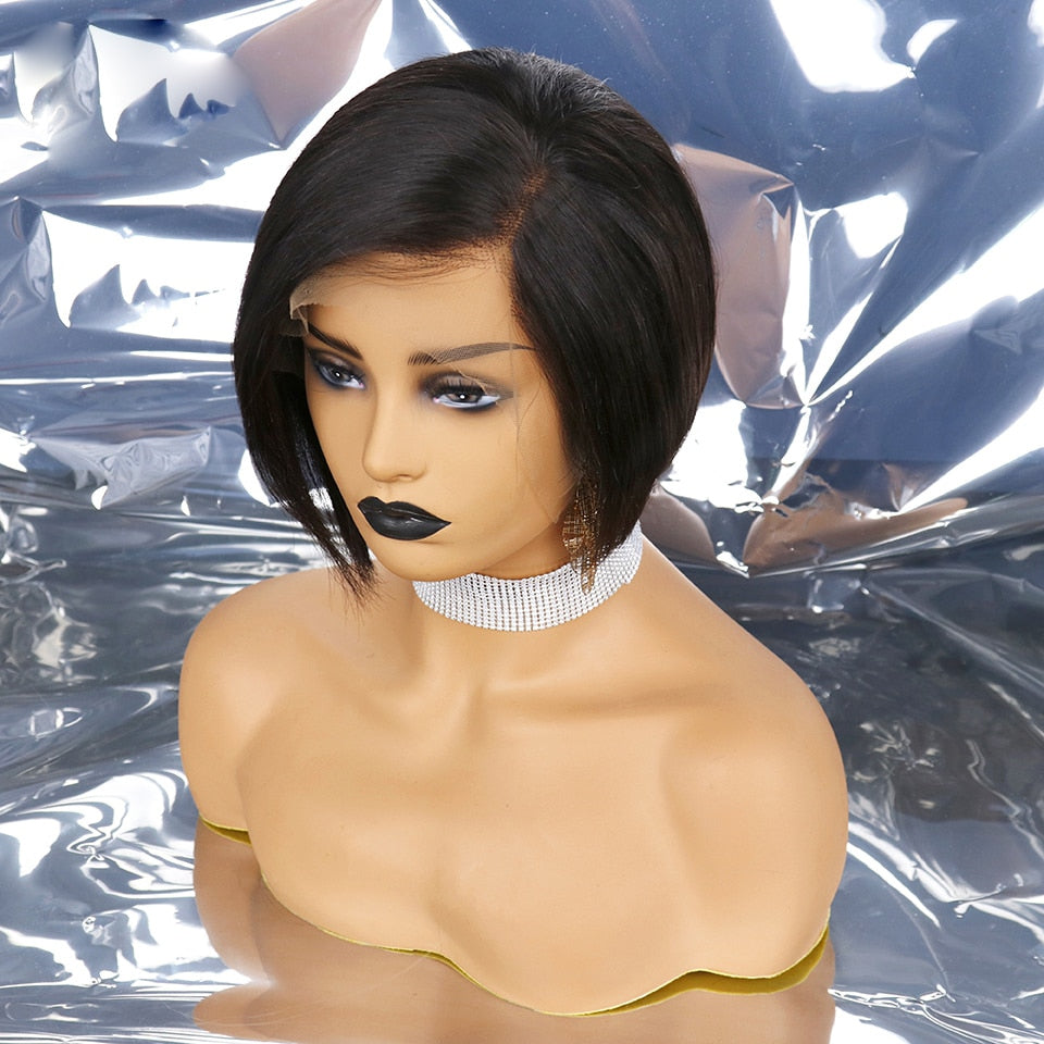 Perruque courte sans colle customisée Eva - OSEZ LA WIG