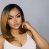 Short Lace Front Wig With Baby Hair Straight 1B-27 Ombre Caramel Blonde - OSEZ LA WIG