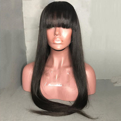 Lace Frontal Wig Sans colle avec frange customizé  (pré pincée) + naturel Hairline - OSEZ LA WIG