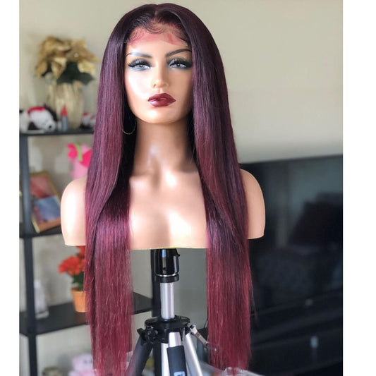Lace Frontal avec Baby Hair 1B-99j Ombre Burgundy - OSEZ LA WIG