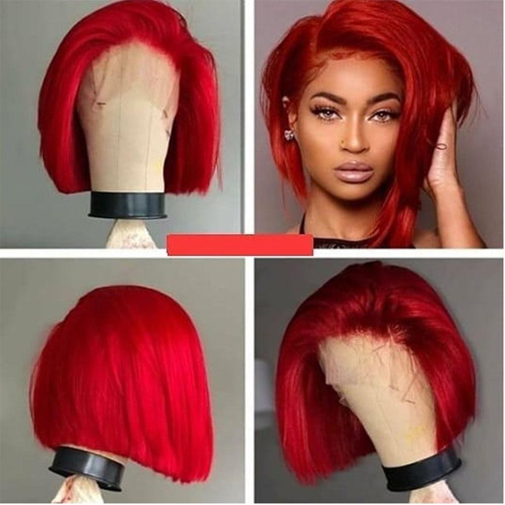 Short Lace Frontal Wig Burgundy avec baby hair - OSEZ LA WIG