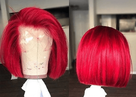 Short Lace Frontal Wig Burgundy avec baby hair - OSEZ LA WIG